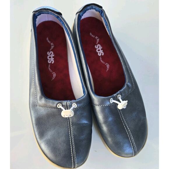 SAS‎ Womens FUNK- SKY Flat Leather Adjustable Comfort USA Shoes Sz 8M - Picture 1 of 6